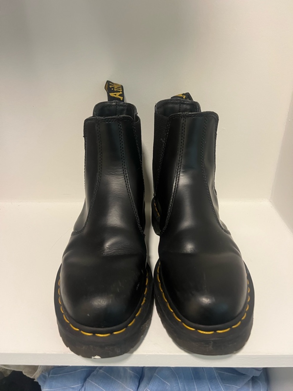 Dr. Martens Black Chelsea Boots with Yellow Stitching